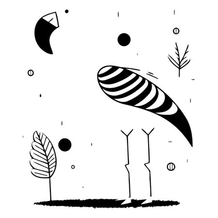 Flamingo vector illustration. Hand drawn doodle style.のイラスト素材