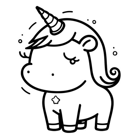 Cute cartoon unicorn. Vector illustration. Isolated on white background.のイラスト素材