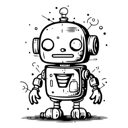 Cute cartoon robot. Vector illustration. Isolated on white background.のイラスト素材