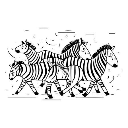 Zebra family. Vector illustration of a zebra family with two children.のイラスト素材