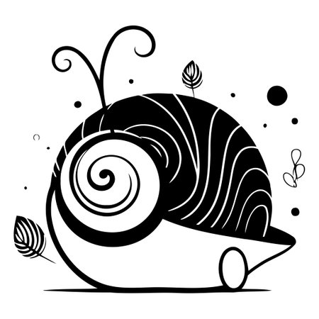 Snail and book. Vector illustration in a flat style on a white background.のイラスト素材