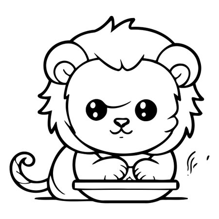 Lion cartoon character. Vector illustration of a cute lion mascot.のイラスト素材