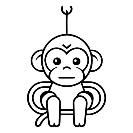Cute monkey flat icon isolated on white background. Vector illustration.のイラスト素材