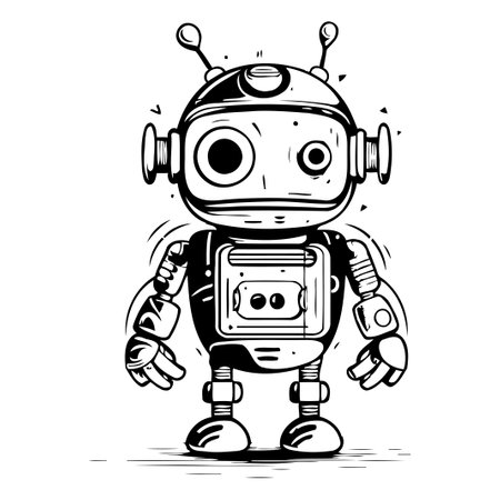 Vector illustration of a cute robot. Isolated on white background.のイラスト素材
