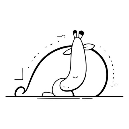 Cute cartoon giraffe. Vector illustration. Flat line design.のイラスト素材