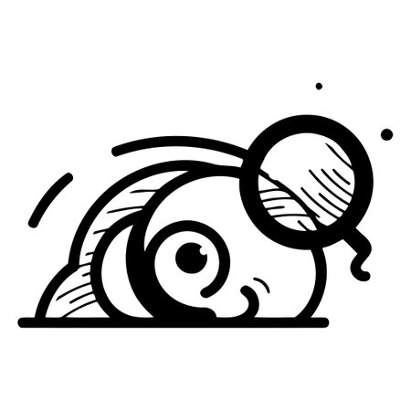 Cute cartoon snail with magnifying glass. Vector illustration in doodle style.のイラスト素材