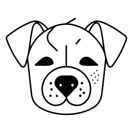Cute cartoon dog face. Vector illustration of a dog head.のイラスト素材