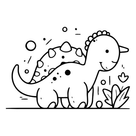 Cute cartoon dinosaur vector illustration. Isolated on white background.のイラスト素材