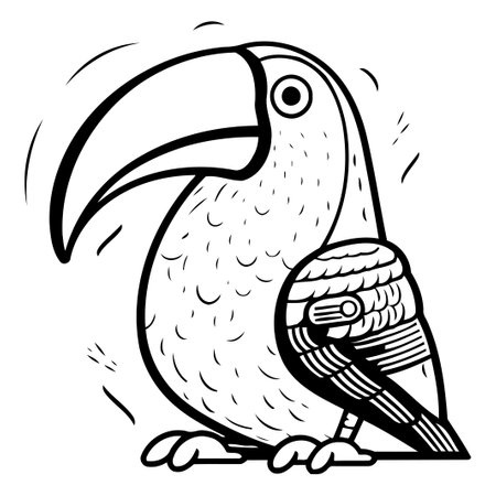 Cute cartoon toucan. Vector illustration isolated on white background.のイラスト素材