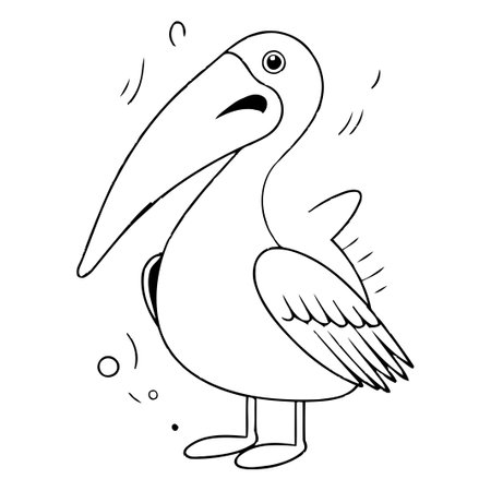 Pelican isolated on white background. Cartoon style. Vector illustration.のイラスト素材