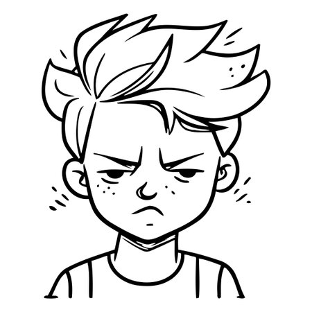 Angry man with red hair. Vector illustration in cartoon style.のイラスト素材