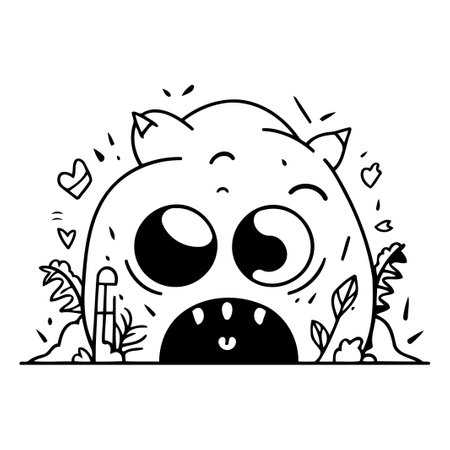 Cute Monster Vector Illustration. Cute Cartoon Monster Character.のイラスト素材