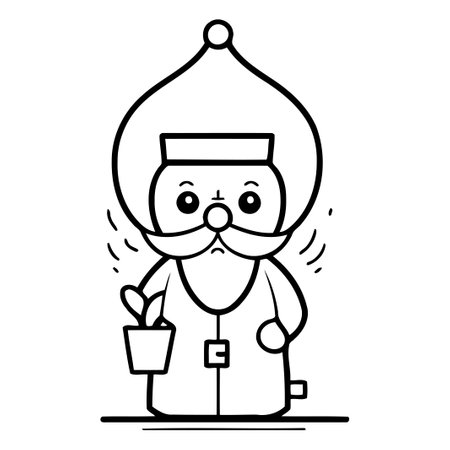 Cute gnome with pot. Vector illustration in cartoon style.のイラスト素材