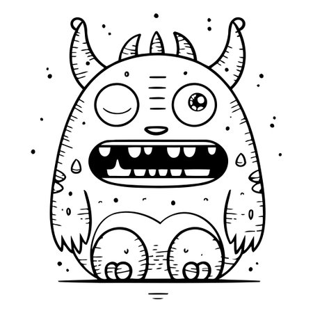 Funny cartoon monster. Vector illustration. Isolated on white background.のイラスト素材