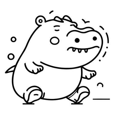 Cute hippopotamus running. Vector illustration in cartoon style.のイラスト素材