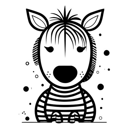 Cute zebra. Vector illustration in flat style. Isolated on white background.のイラスト素材