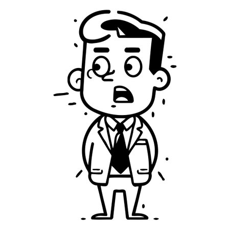 Cartoon businessman feeling sad. Vector illustration in a flat style.のイラスト素材