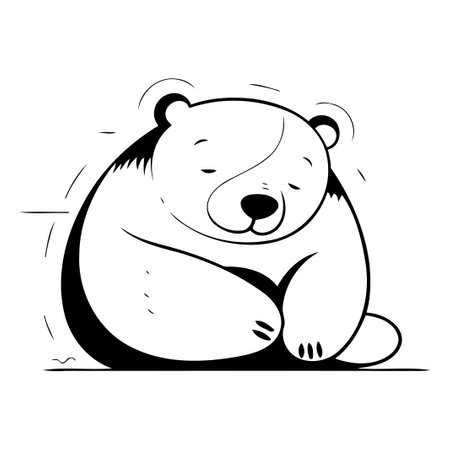 Polar bear on a white background. Vector illustration in the linear style.のイラスト素材