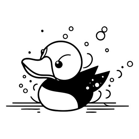 Cute cartoon duck on a white background. Vector illustration in flat style.のイラスト素材