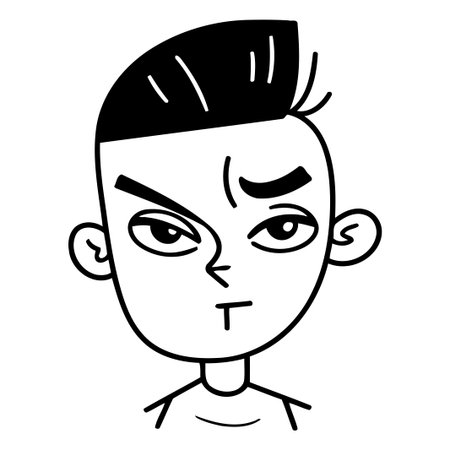 Facial expression of a young man. Vector illustration in cartoon style.のイラスト素材