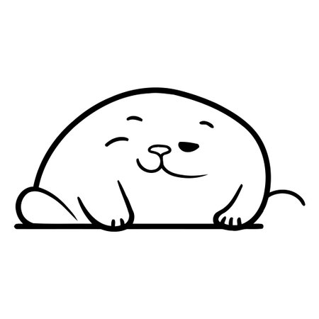 Sleeping seal. Cute cartoon animal. Vector illustration.のイラスト素材