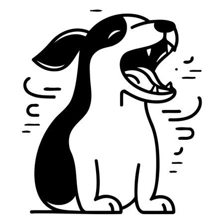 Funny dog with tongue out. Vector illustration in linear style.のイラスト素材