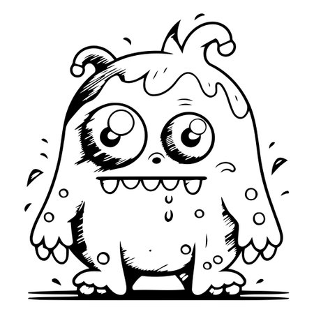 Funny cartoon monster. Vector illustration of cute monster with eyes.のイラスト素材