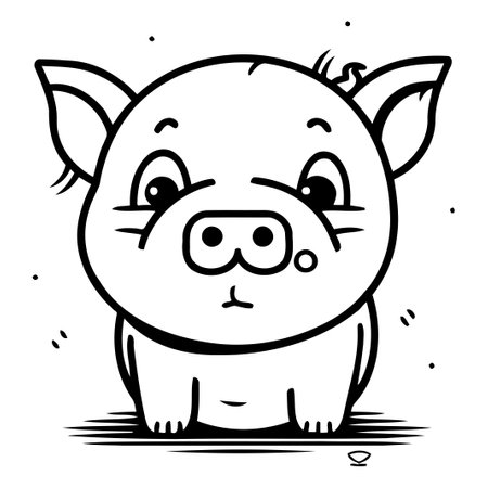 Cute cartoon pig. Vector illustration. Isolated on white background.のイラスト素材