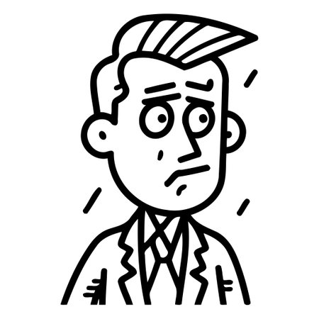 Vector illustration of a man in a suit with a sad face.のイラスト素材