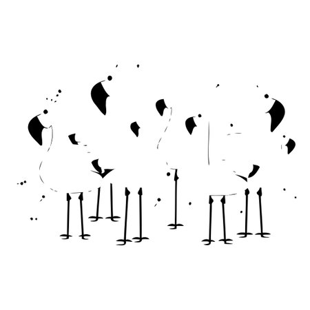 Flamingo. Vector illustration on white background. Cartoon style.のイラスト素材