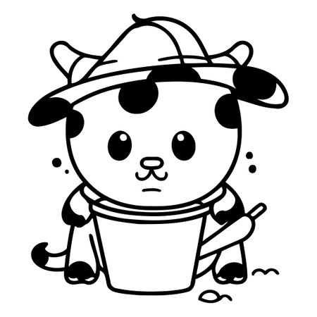 Cow Cartoon Mascot Character Vector Illustration. Cute Cow Mascot Characterのイラスト素材
