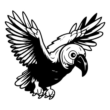 Vector image of a flying parrot isolated on a white background.のイラスト素材