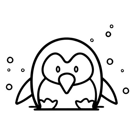 Cute cartoon penguin. Vector illustration on a white background.のイラスト素材