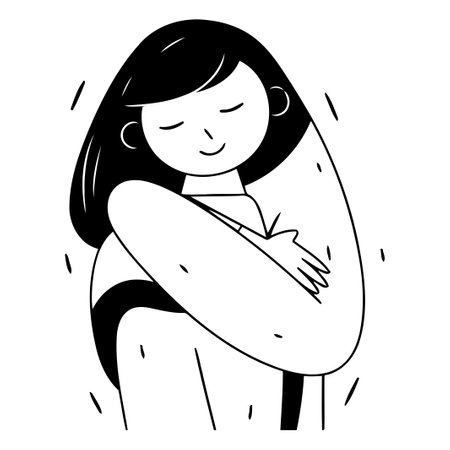 Young woman suffering from stomach ache. Vector illustration in cartoon style.のイラスト素材