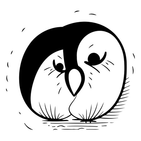 Cute penguin isolated on white background. Hand drawn vector illustration.のイラスト素材