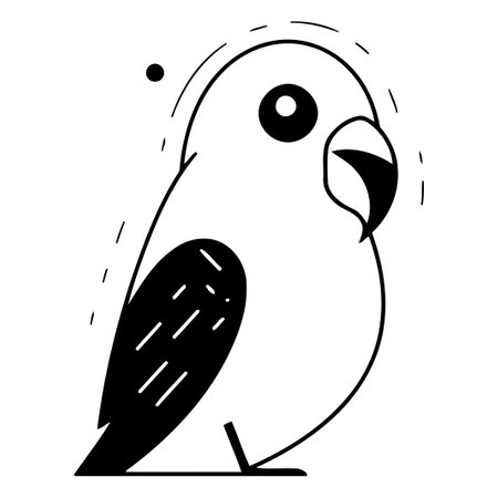 Vector illustration of cute parrot. Flat design. Isolated on white background.のイラスト素材