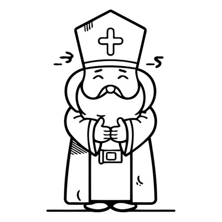 Cartoon illustration of a holy man with a cross in his handのイラスト素材