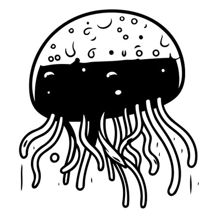 Cartoon jellyfish. Vector illustration of a purple jellyfish.のイラスト素材