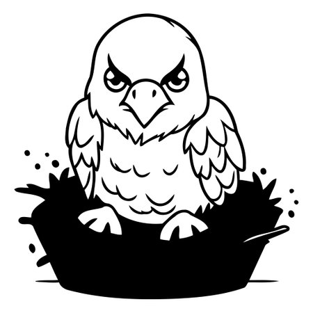 Eagle sitting in the nest on white background. Vector illustration.のイラスト素材
