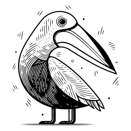 Pelican bird vector illustration. Hand drawn doodle style.のイラスト素材