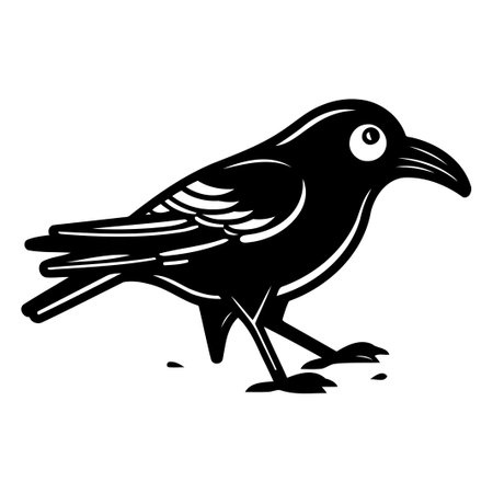 Crow. Vector illustration. Isolated on a white background.のイラスト素材