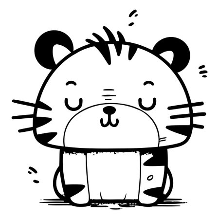 Cute tiger cartoon vector illustration. Cute cartoon tiger character.のイラスト素材