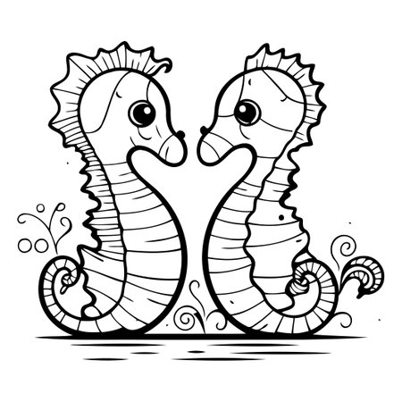 Cute cartoon seahorses. Vector illustration for your design.のイラスト素材