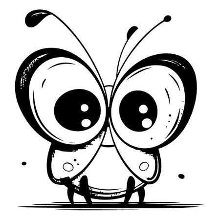 Cute cartoon butterfly. Vector illustration isolated on a white background.のイラスト素材