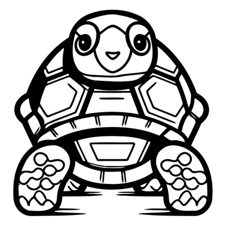 Cute cartoon turtle. Vector illustration isolated on a white background.のイラスト素材
