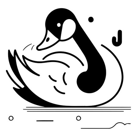Swan on a white background. Vector illustration in flat style.のイラスト素材
