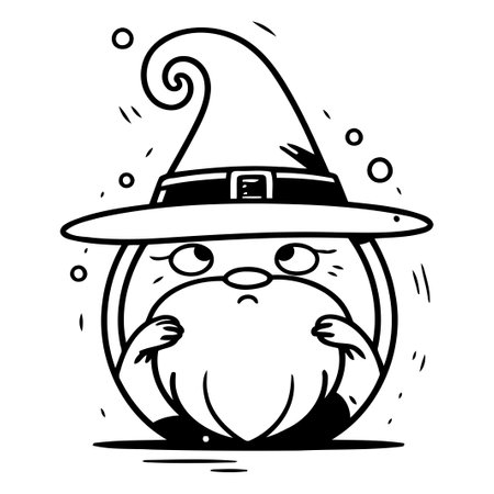 Wizard in hat. Vector illustration. Isolated on white background.のイラスト素材