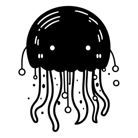 Cute cartoon jellyfish. Vector illustration isolated on white background.のイラスト素材