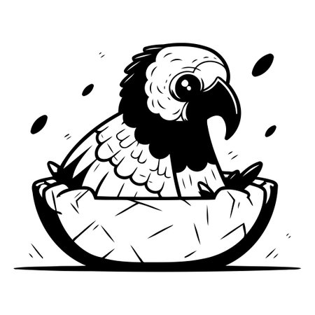 Vector illustration of a vulture in a basket. Cartoon style.のイラスト素材