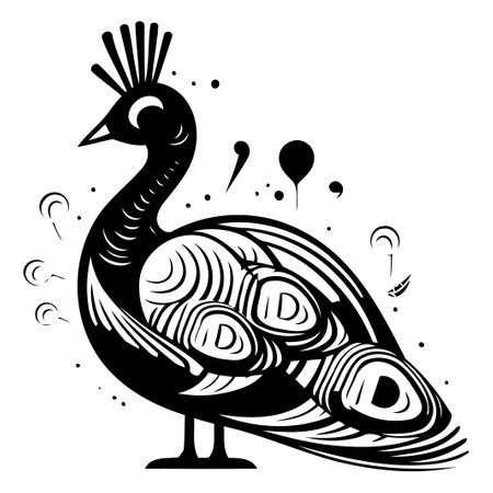 Peacock. Vector illustration. Isolated on white background.のイラスト素材